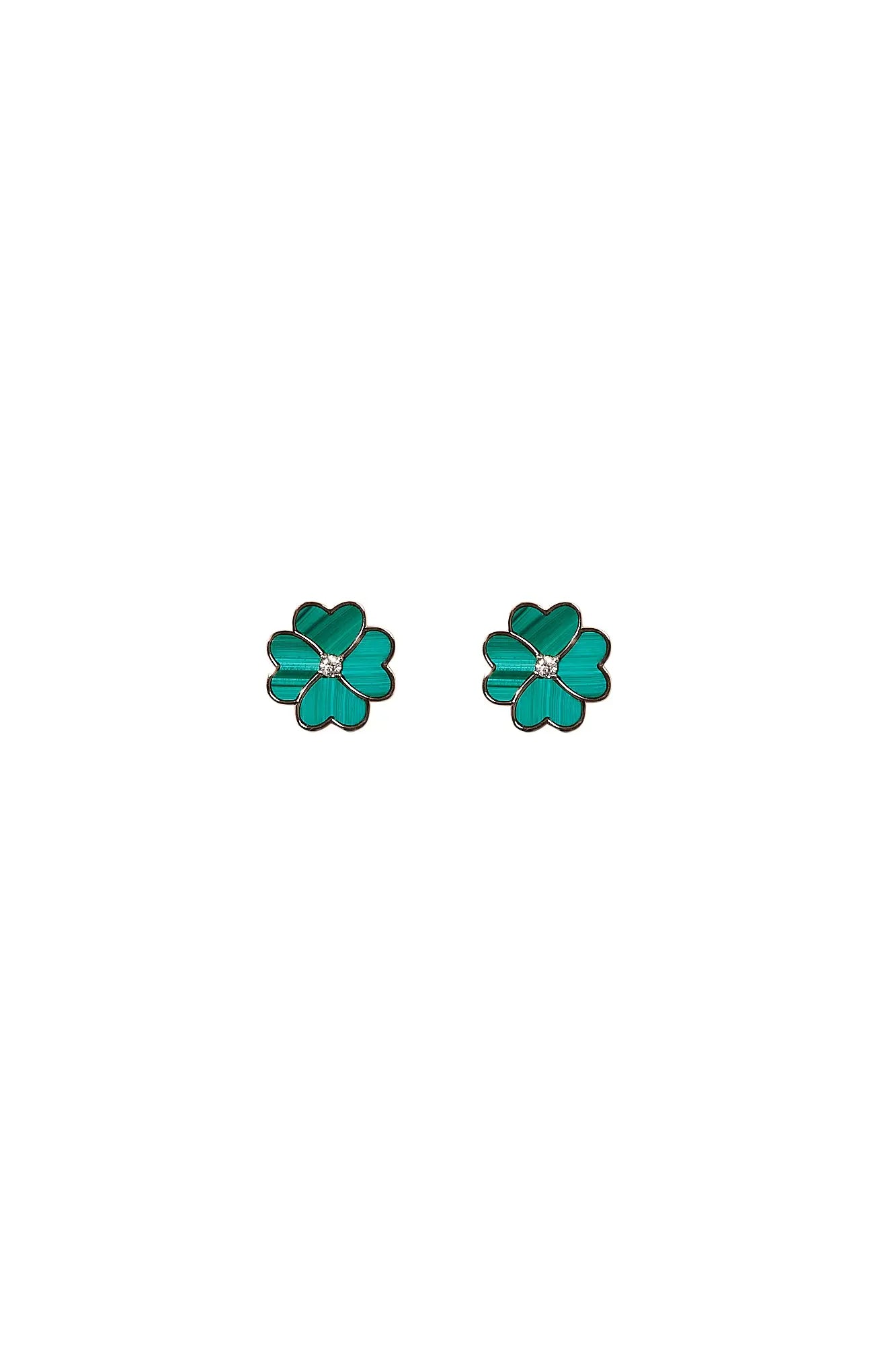 Clover Faith Malachite Classic Studs Dryden Jewelry
